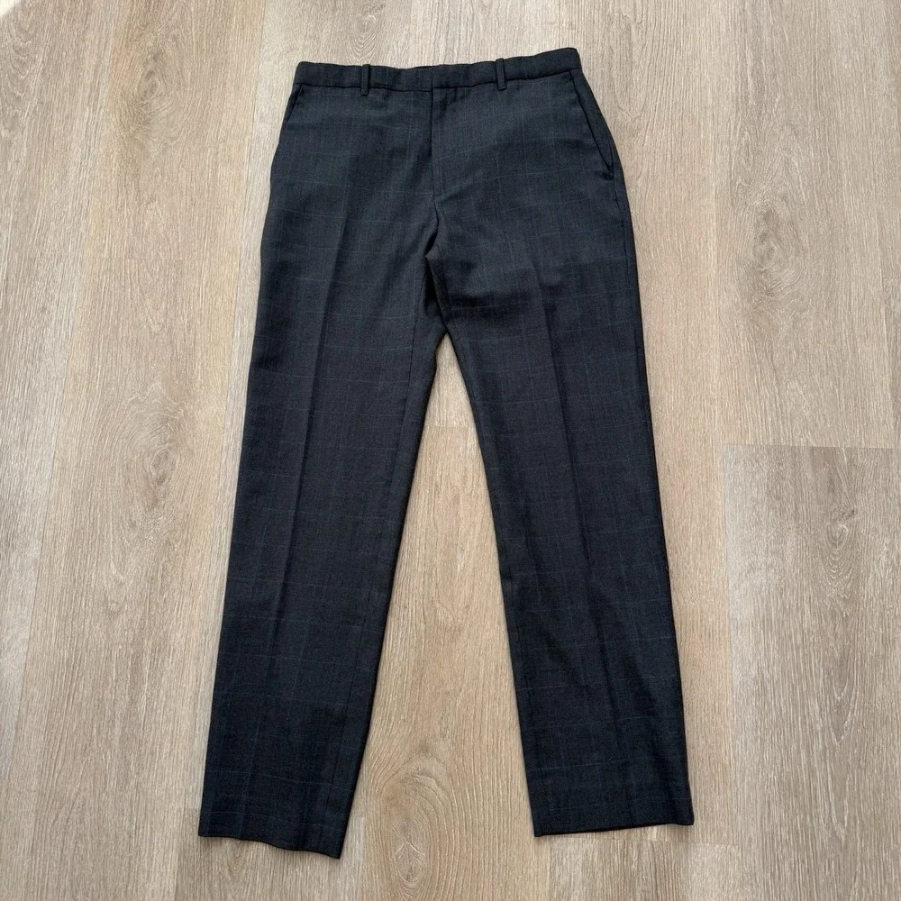 Banana Republic Wool Dress Pants‎ Mens 32x32 Tailored Fit Flat Front Windowpane